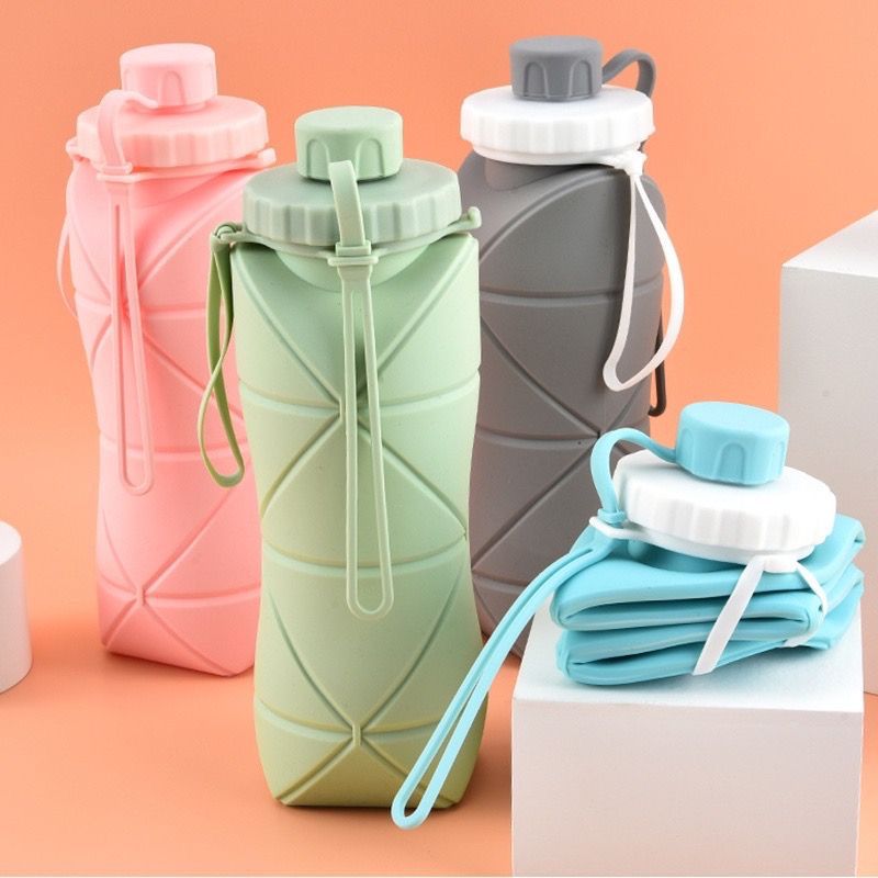 Foldable Silicone Water Bottle 600ML RANDOM COLOURS