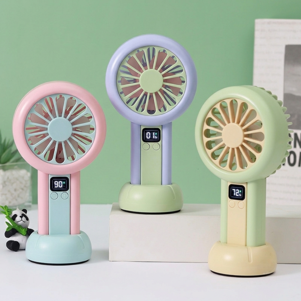 Fresh Breeze Moe Handheld Electric Fan – Cute Fruit Design Portable Mini Desk Fan
